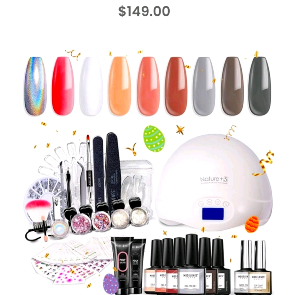 Modelones 28 colors gel and poly nail kit uv lamp